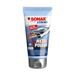 150ml Flasche der SONAX XTREME MetalPolish, ideal zur Reinigung und Politur von Aluminium, Chrom und Edelstahl.