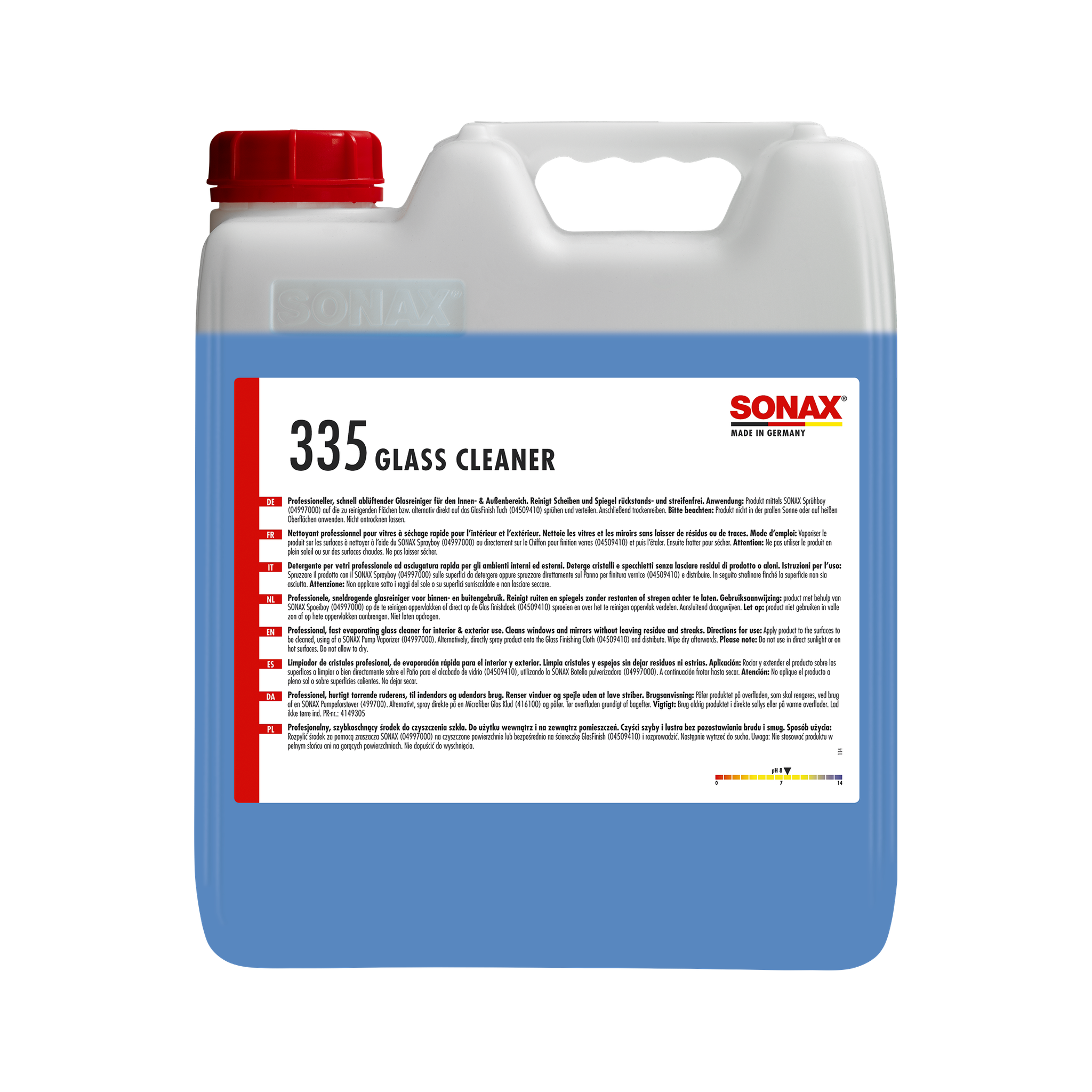 Sonax GlassCleaner 10 L – Professioneller Glasreiniger für streifenfreie Reinigung von Autoscheiben und Glasflächen.