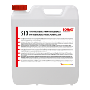 10L Kanister des SONAX FlugrostEntferner Spezial, ideal zur Entfernung von Flugrost und Industriestaub auf lackierten Oberflächen, Glas und Chrom.