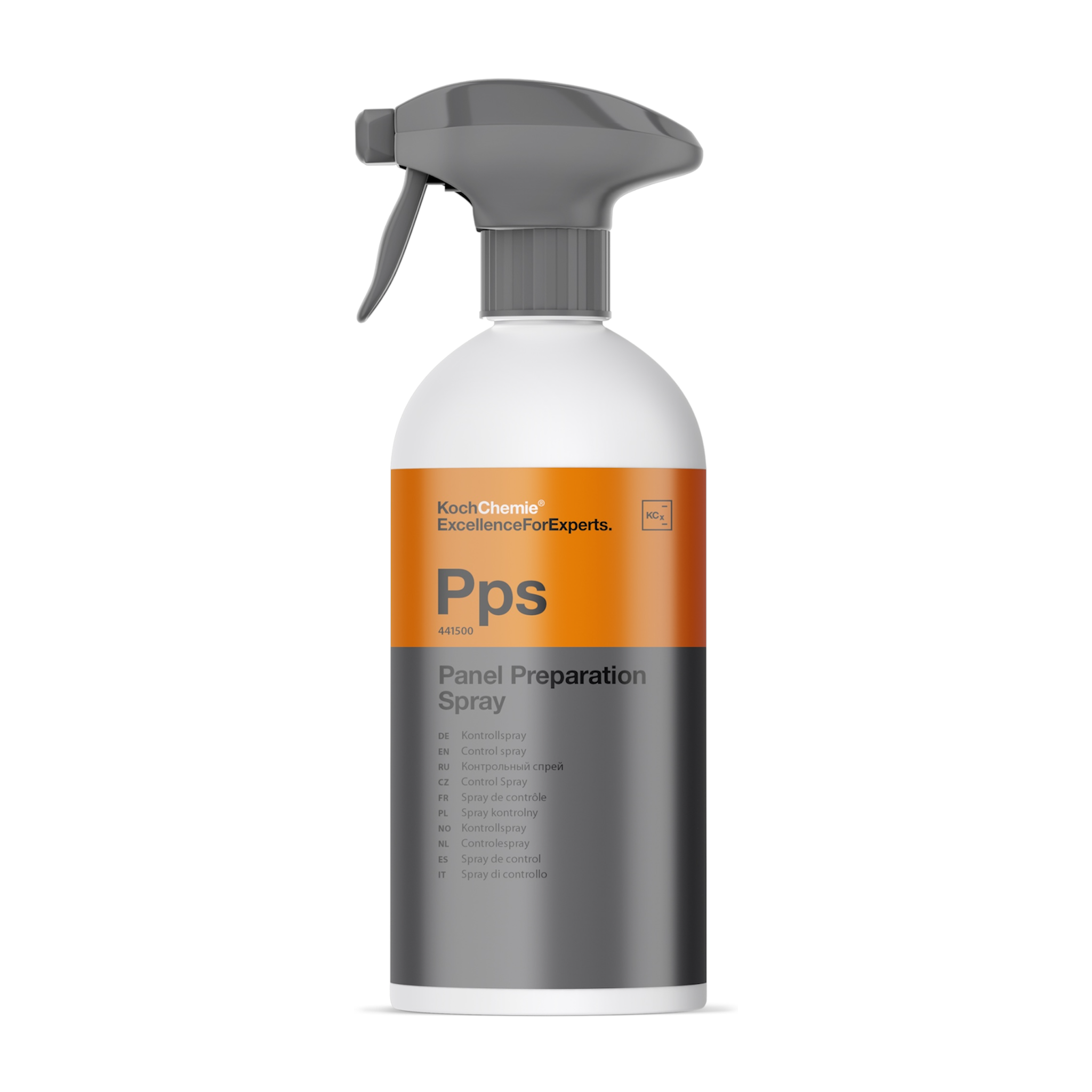 0,5L Flasche des Koch-Chemie Panel Preparation Spray, ideal zur Entfernung von Ölen, Wachsen und Politurresten zur optimalen Lackvorbereitung.