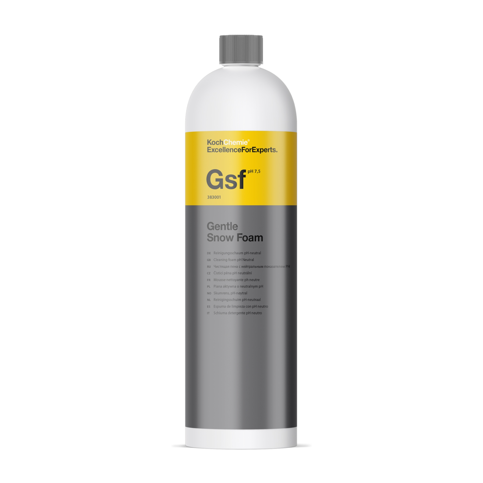 1L Flasche des Koch-Chemie Gentle Snow Foam, ideal zur pH-neutralen und gründlichen Vorreinigung von Fahrzeugen.