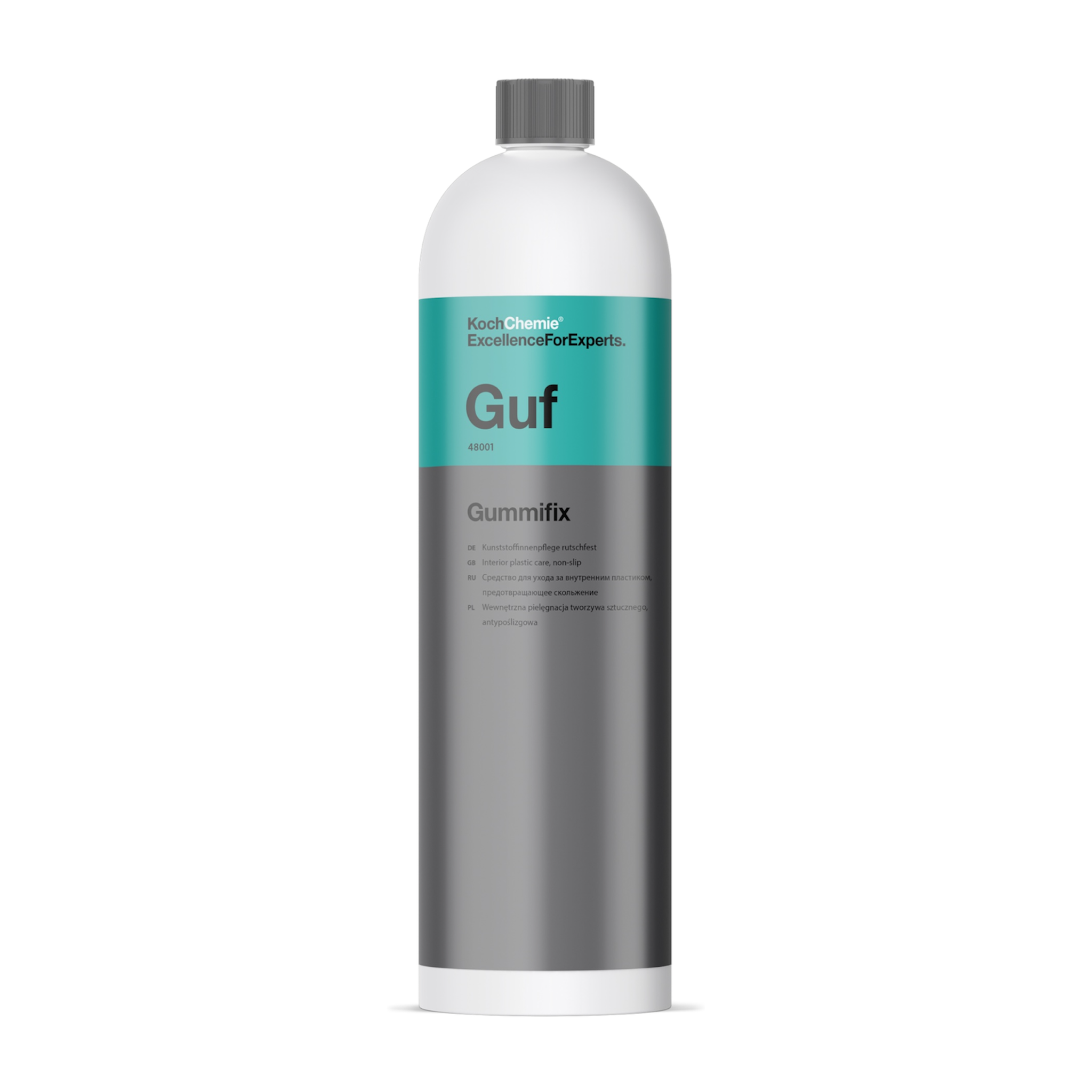 1L Flasche des Koch-Chemie Gummifix, ideal für die rutschfeste Pflege von Gummifußmatten und Kunststoffbodenflächen.