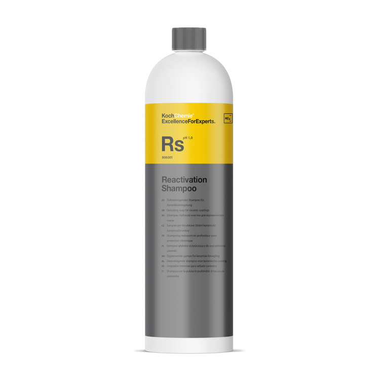 1L Flasche des Koch-Chemie Reactivation Shampoos, ideal zur Tiefenreinigung und Reaktivierung von keramikversiegelten Oberflächen.