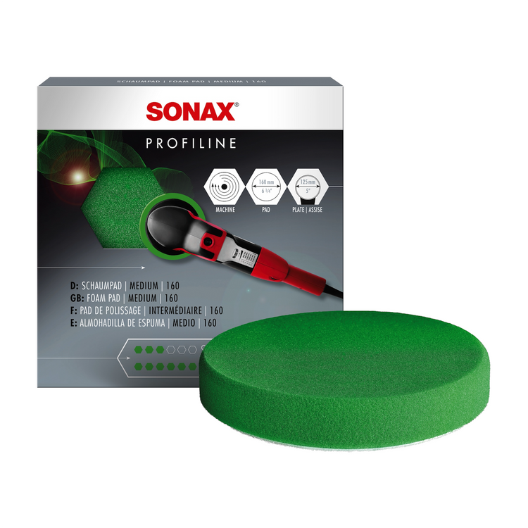 1 Stück des SONAX SchaumPad Medium 160mm, ideal für die Entfernung von leichten Kratzern und Hologrammen auf Lackoberflächen