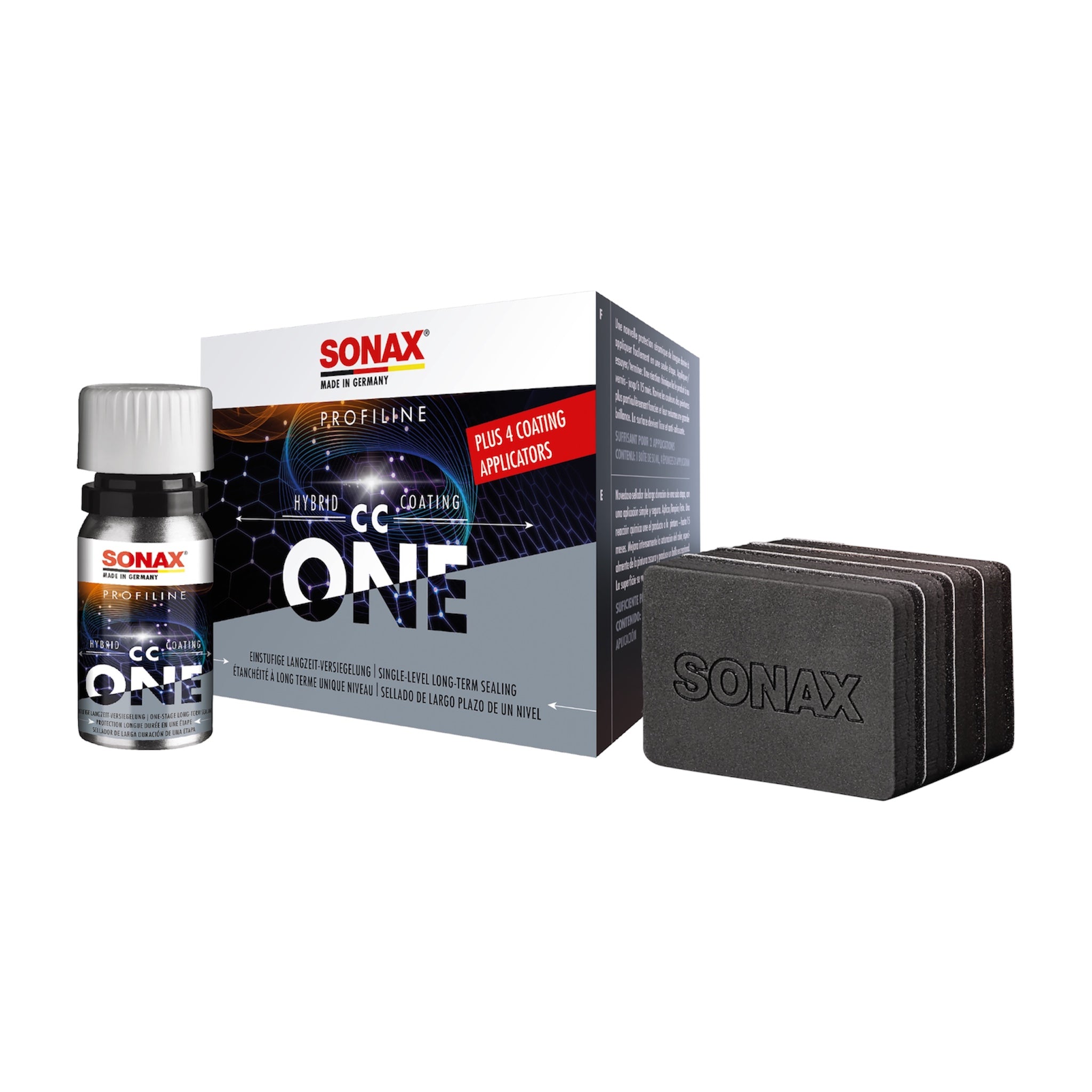 6-Stück Set des SONAX Profiline HybridCoating CC One, ideal zur umfassenden Lackversiegelung und zum Schutz vor Umwelteinflüssen.