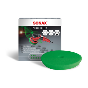 SONAX ExzenterPad Medium 143mm, ideal für die Entfernung von leichten Kratzern und Hologrammen auf Lackoberflächen.