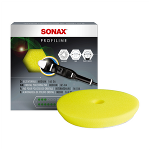 SONAX ExzenterPad Medium 165mm, ideal für die Entfernung von leichten Kratzern und Hologrammen auf Lackoberflächen.