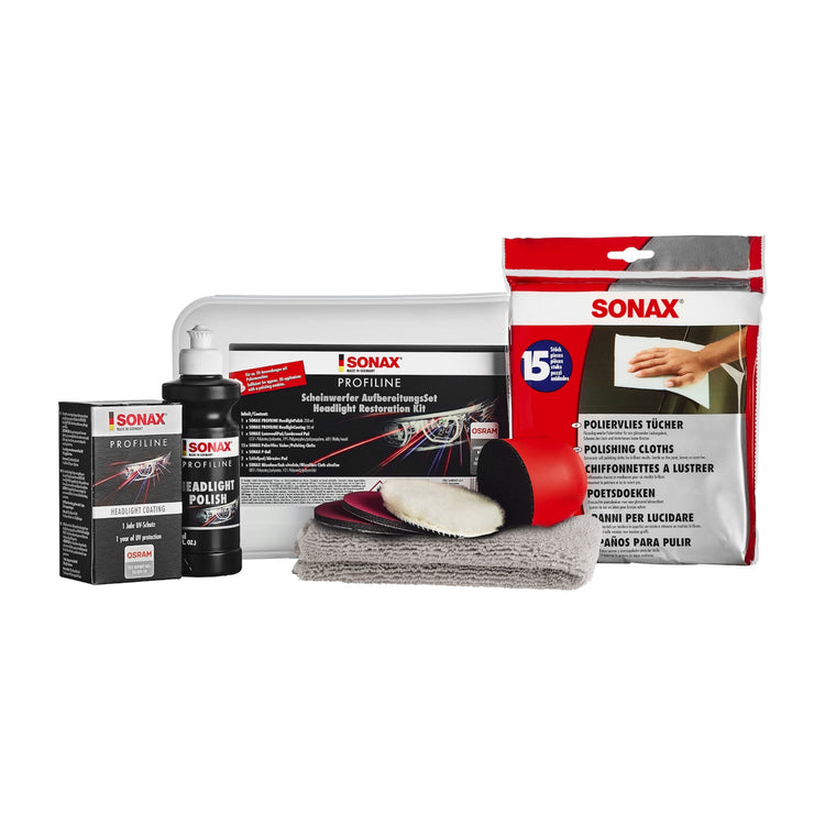 SONAX Profiline ScheinwerferaufbereitungsSet, ideal zur professionellen Aufbereitung und Pflege von Scheinwerfern