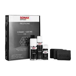 SONAX Profiline CeramicCoating CC Evo Set, ideal für die umfassende Lackversiegelung und zum Schutz vor Umwelteinflüssen.