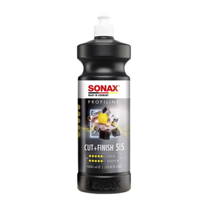 1L Flasche des SONAX Profiline Cut & Finish, ideal zur Entfernung von Kratzern und Hologrammen und für eine glänzende, geschützte Oberfläche.