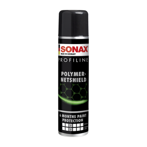 340ml Flasche des SONAX Profiline PolymerNetShield, ideal für den Langzeitschutz und Glanz von Fahrzeuglacken.