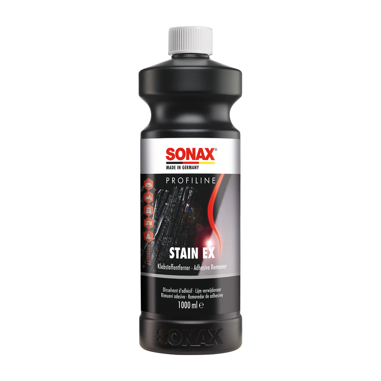 1L Flasche des SONAX Profiline StainEx, ideal zur Entfernung von Flecken auf Textilien und Polstern