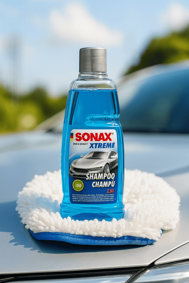 Freigestelltes Produktbild des SONAX XTREME Shampoo 2in1 – kraftvolles Konzentrat zur Fahrzeugwäsche mit selbsttrocknender Formel für Lack, Glas und Kunststoff