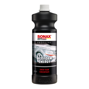 1L Flasche des SONAX Profiline ActiFoam Energy, ideal für intensive und gründliche Fahrzeugreinigung mit frischem Duft.