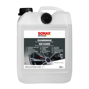 5L Kanister des SONAX Felgenreiniger, ideal für die gründliche Reinigung von Stahl- und Leichtmetallfelgen.